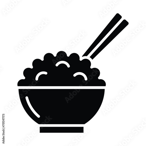 Rice bowl icon vector on trendy design