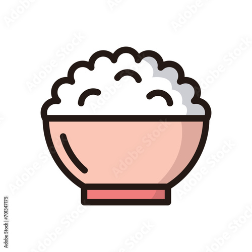 Rice bowl icon vector on trendy design