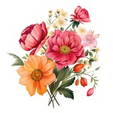 Bunch of flowers on white background. Birthday, lover's day, women's day