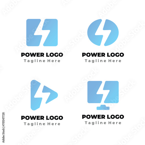 Power Flash Electrical Bolt Business Set 4 Logo Tamplate