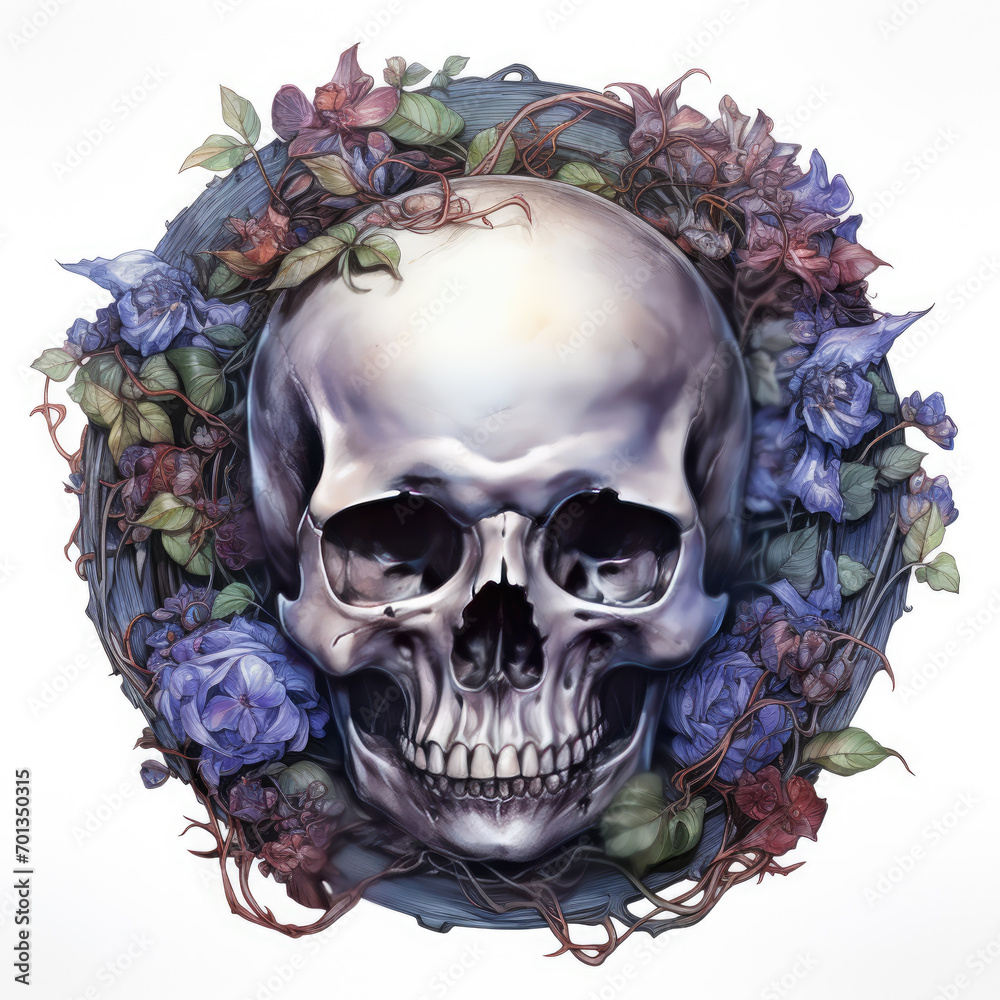 watercolor Skulls and Bones clipart, Generative Ai watercolor Skulls and Bones clipart, Generative Ai