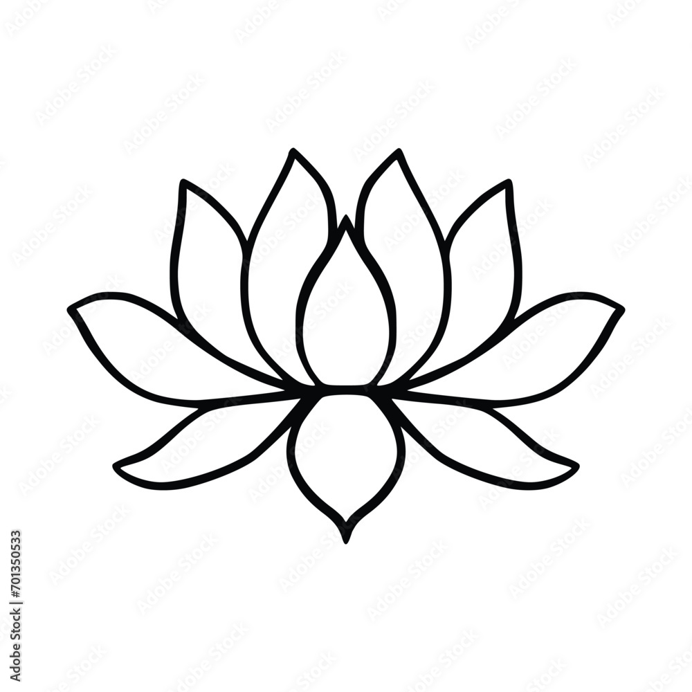 Simple lotus flower line drawing outline isolated in white background.
Lotus Blossom Symbol Icons. Vector illustration concept of Abstract Lotus flower Simple lotus flower line drawing outline isolated in white background.
Lotus Blossom Symbol Icons. Vector illustration concept of Abstract Lotus flower