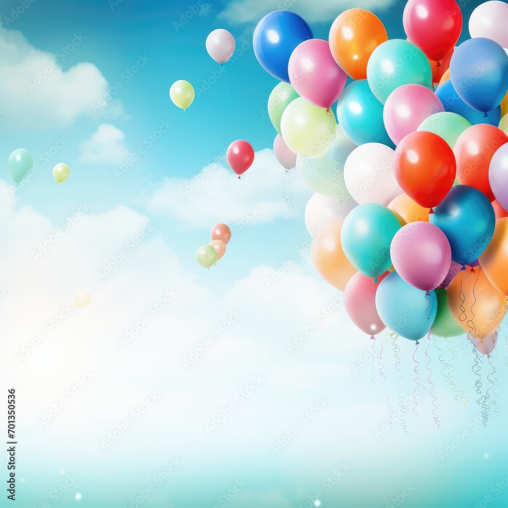 Colorful party balloons on blue background. Holiday party and birthday decoration. Colorful party balloons on blue background. Holiday party and birthday decoration.