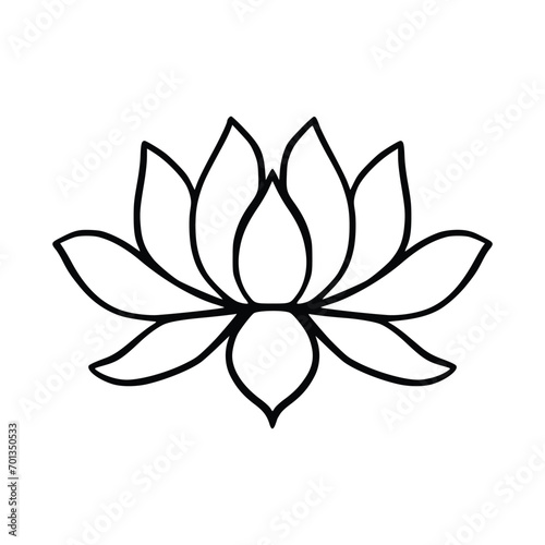 Simple lotus flower line drawing outline isolated in white background. 
Lotus Blossom Symbol Icons. Vector illustration concept of Abstract Lotus flower
