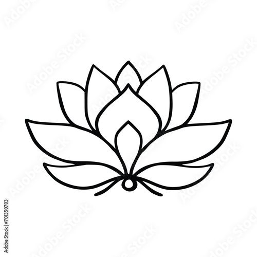 Simple lotus flower line drawing outline isolated in white background. 
Lotus Blossom Symbol Icons. Vector illustration concept of Abstract Lotus flower