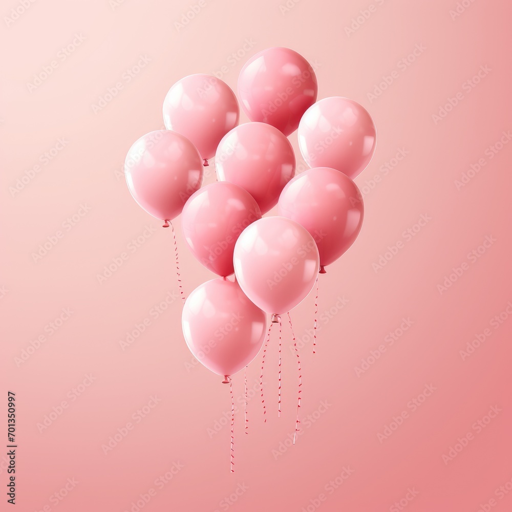 Pink background and pink balloons. Love in the air summer, wedding, honeymoon, birthday, Valentine's day, anniversary, holiday Gift.