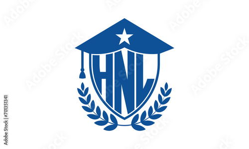 HNL three letter iconic academic logo design vector template. monogram, abstract, school, college, university, graduation cap symbol logo, shield, model, institute, educational, coaching canter, tech photo