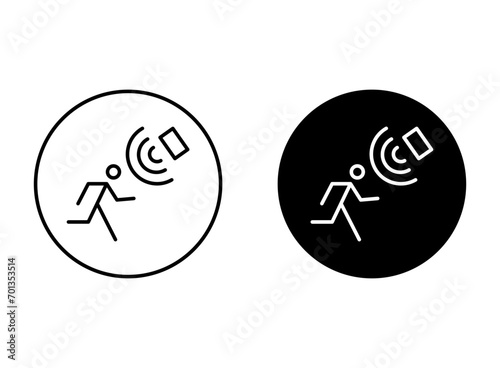 motion sensor linear art icon set. people pedestrian walk capture or tracking device vector mark for web

