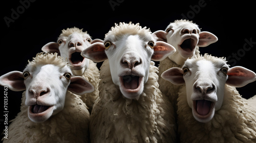 heads of singing sheeps