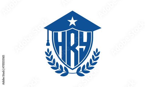 HRY three letter iconic academic logo design vector template. monogram, abstract, school, college, university, graduation cap symbol logo, shield, model, institute, educational, coaching canter, tech