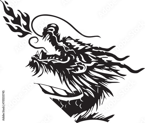 New Year Dragon with fire Vector Design 