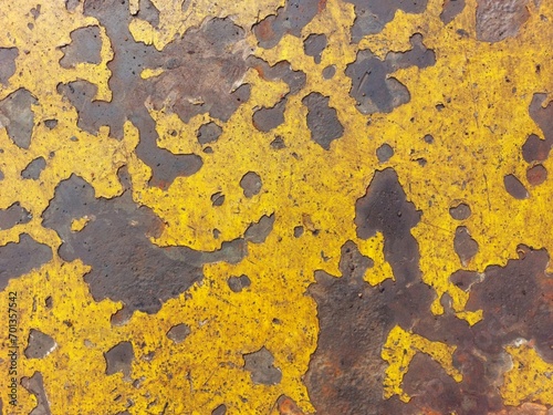Texture of floor structure, close up painting aged damaged, background yellow and brown for postcard © sittikorn