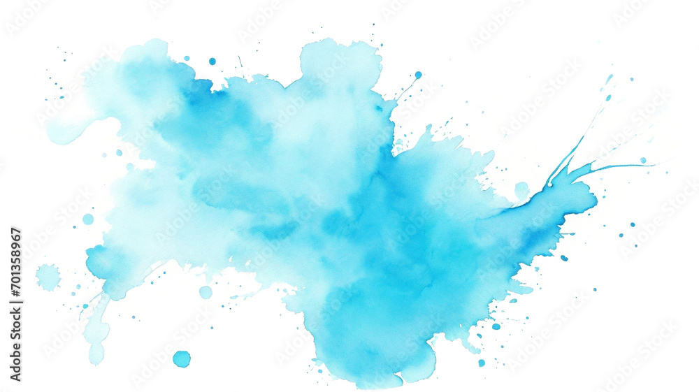 Watercolor soft blue stain, transparent background. Generative ai