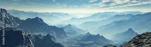 A mountainous landscape in the light blue sky style © BrandwayArt