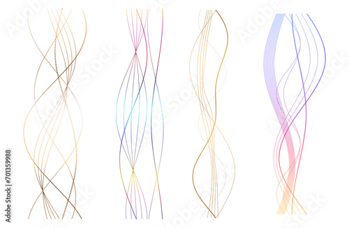 Design elements. Wave of many purple dotted lines. Abstract wavy stripes on white background isolated. Vector illustration EPS 10. Colourful waves with lines created using Blend Tool © Yuriy Bogdanov