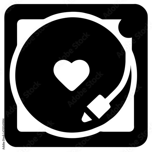 Vinyl record with a heart label vektor icon illustation
