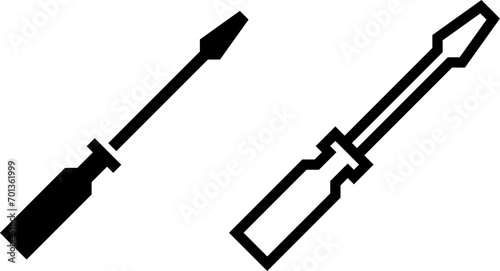 screwdriver icon, sign, or symbol in glyph and line style isolated on transparent background. Vector illustration photo