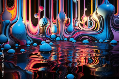 colorful liquid abstract background, reflections