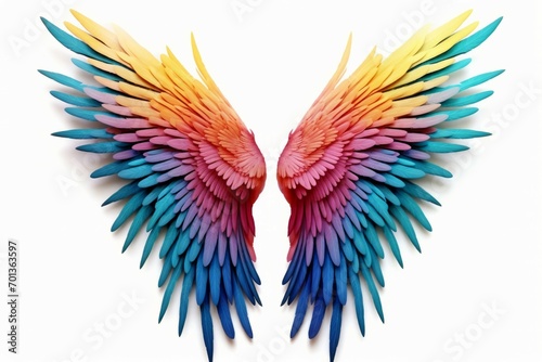 feather wings bright color icon isolated