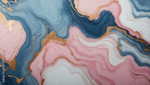 A luxurious marble surface in hues of blue and pink, accentuated with flowing gold veins, creating a blend of opulence and artistic flair perfect for high-end decor.