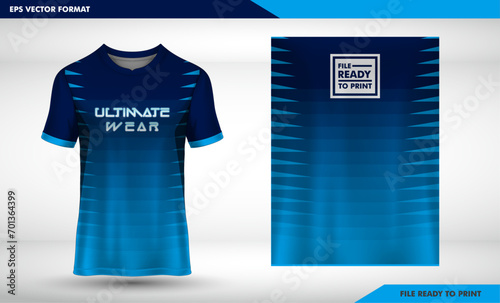 Soccer jersey template sport t shirt design gradation cyan to black color 