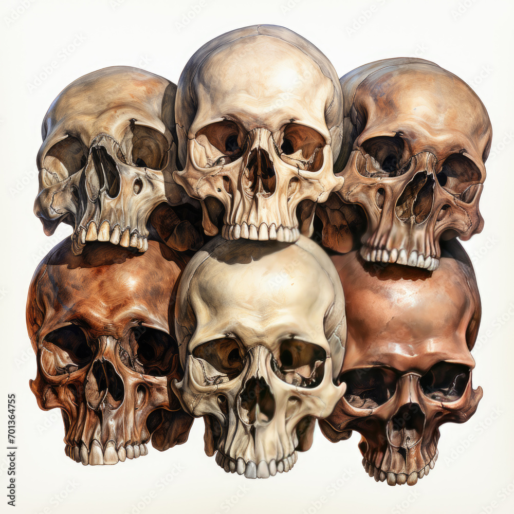 watercolor Skulls and Bones clipart, Generative Ai watercolor Skulls and Bones clipart, Generative Ai