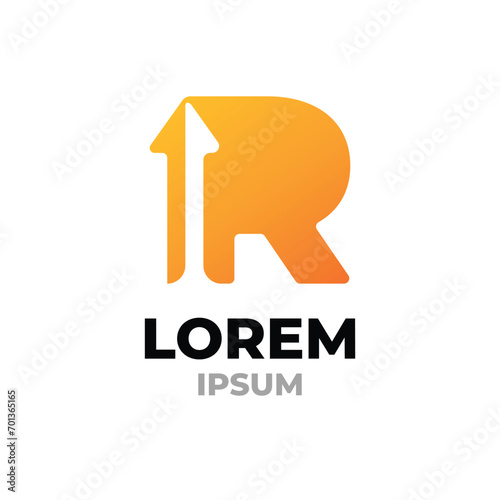 Letter R Up, Growth, Arrow, Business Logo Tamplate