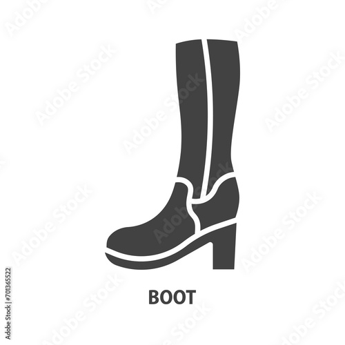 Woman boot glyph icon. Vector illustration.