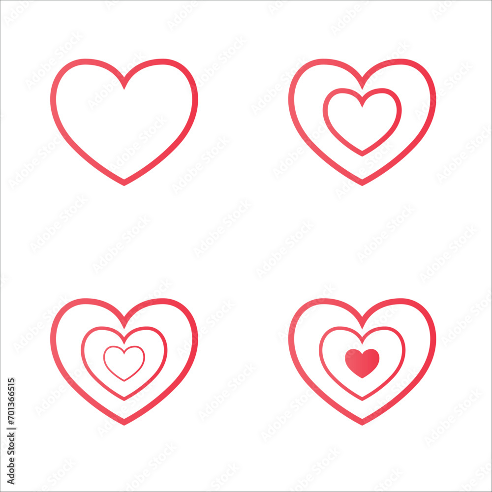 Set of valentines day red heart strokes vector