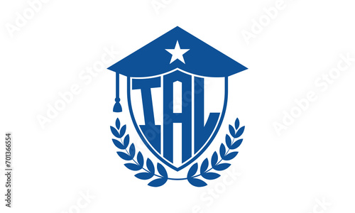 IAL three letter iconic academic logo design vector template. monogram, abstract, school, college, university, graduation cap symbol logo, shield, model, institute, educational, coaching canter, tech photo