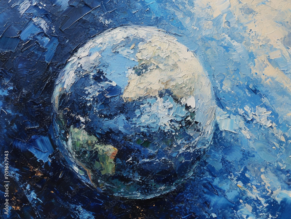 Earth day painting of earth globe