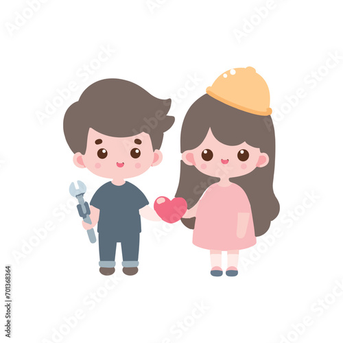 Love in Boy and girl characters plumber mechanic vector