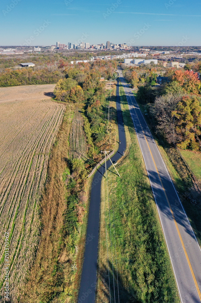 Capital Trail bike path leading into Richmond, VA