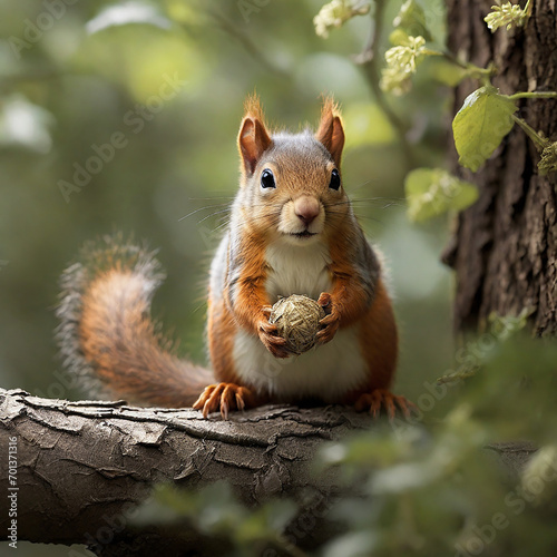 Squirrels Whimsical Sojourn into the World of Acrobatic Charm and Ecological Vitality ai generated © Aziz