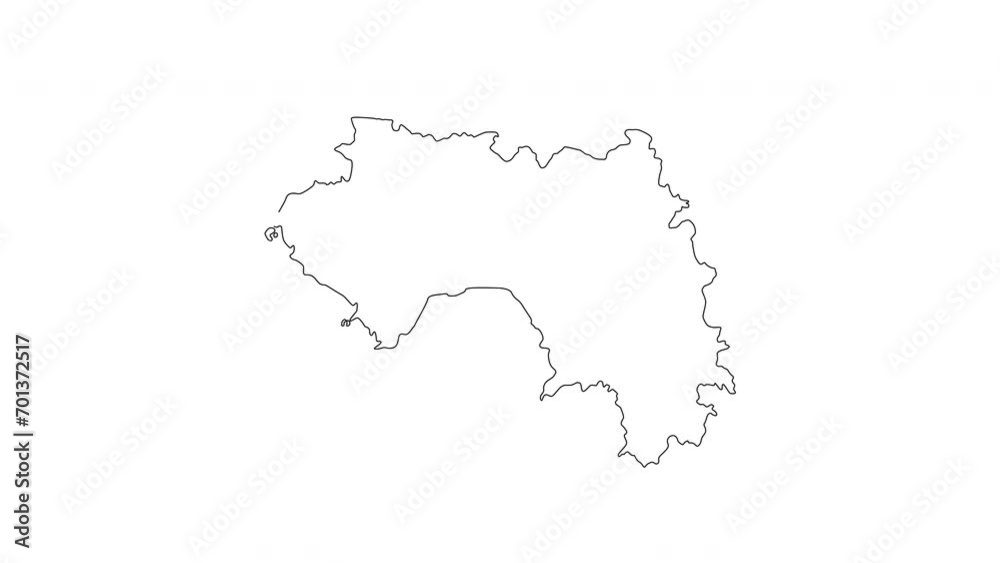 Guinea map sketch icon animation Guinea map sketch icon animation