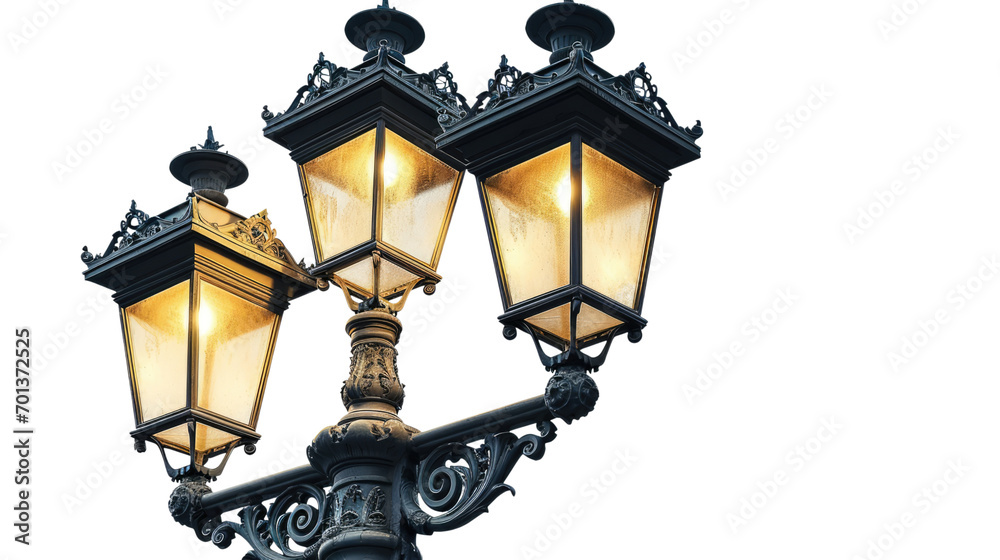 old street lamp isolated on white or transparent background png