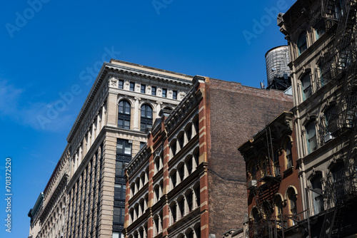 Row of Beautiful Old Buildings along a Street in SoHo of New York City