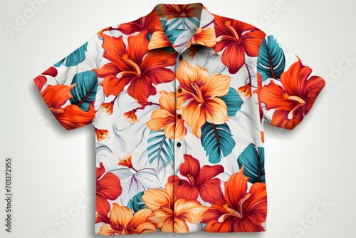 Summer leaf shirt with short sleeves on hanging photo