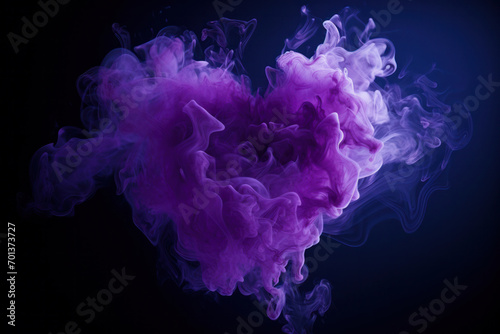 Heart made of purple smoke on black background symbolizing love for Valentine's Day, space for text