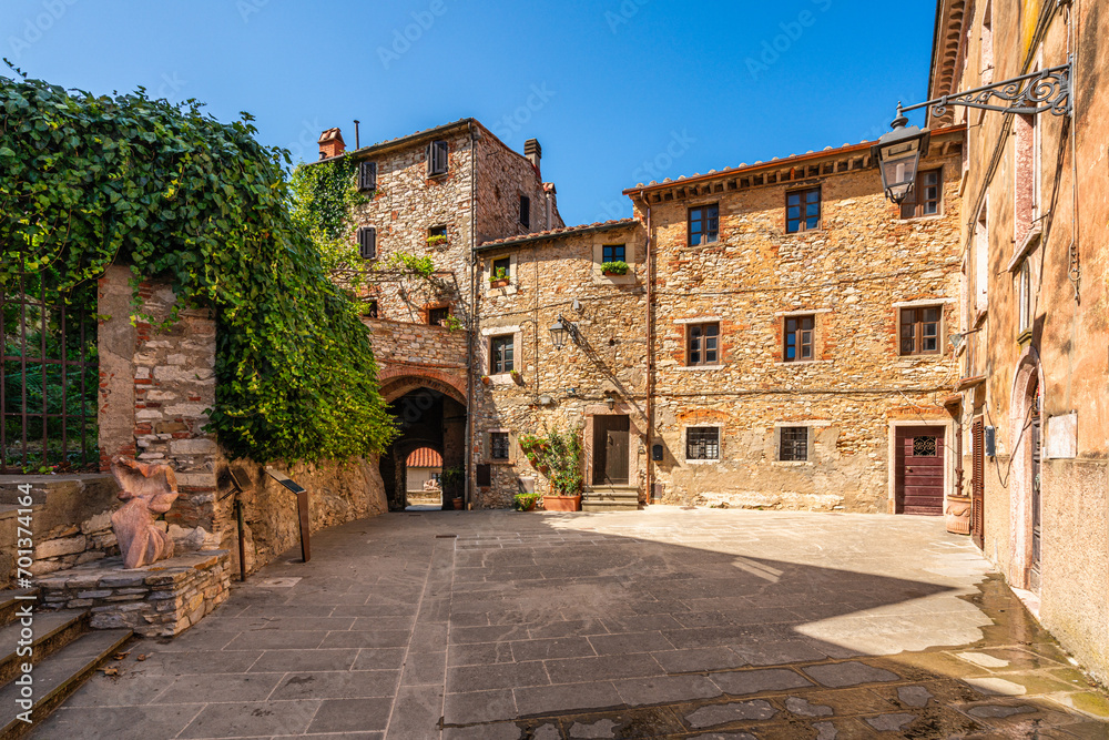 The beautiful village of Sassetta on a sunny summer day. Province of Livorno, Tuscany, Italy. 