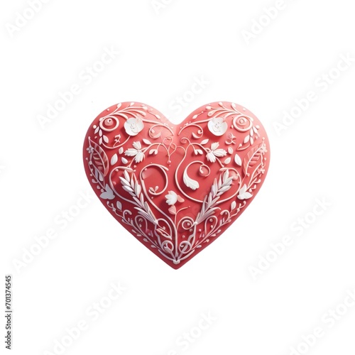 Valentines red heart shaped scenery isolated on white background