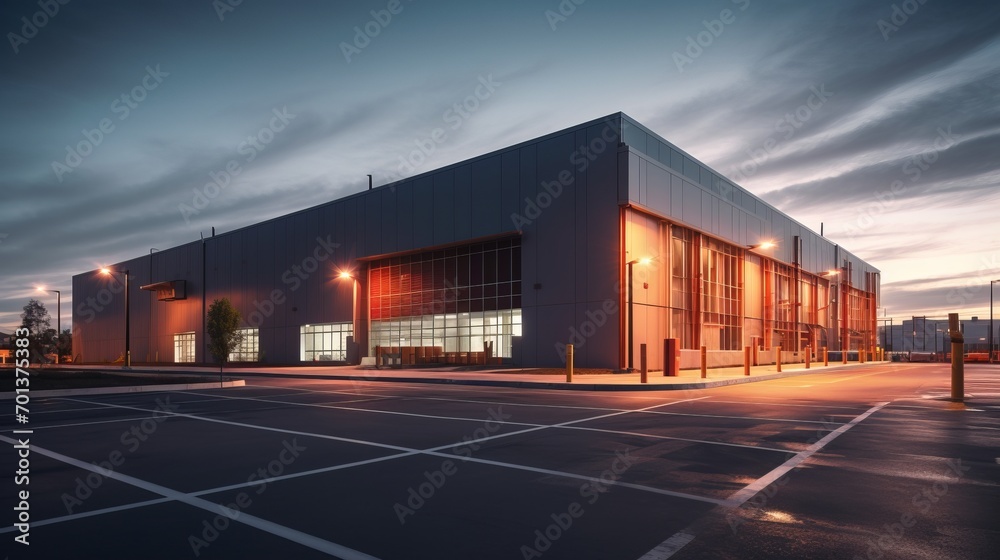 Obraz premium Modern logistics warehouse illuminated