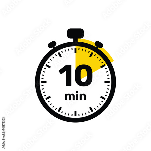 10 Minutes Analog Clock Icon white background design.