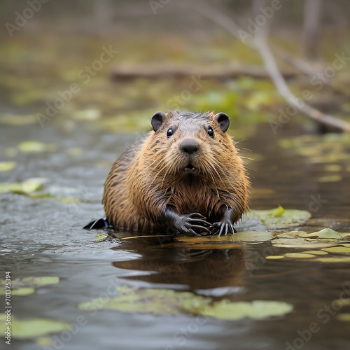 Beaver Brilliance Symphony of Engineering and Conservation in Nature's ai generated