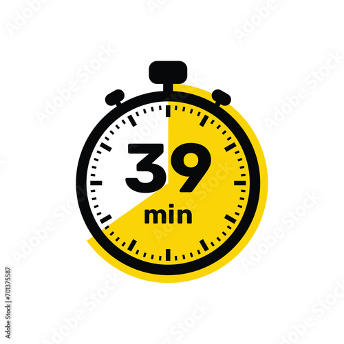 39 Minutes Analog Clock Icon white background design. photo