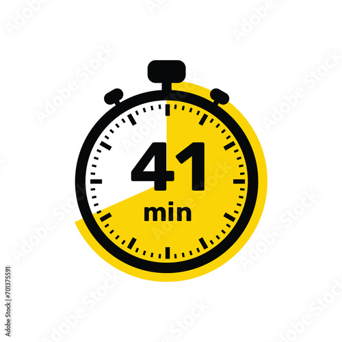 41 Minutes Analog Clock Icon white background design. photo