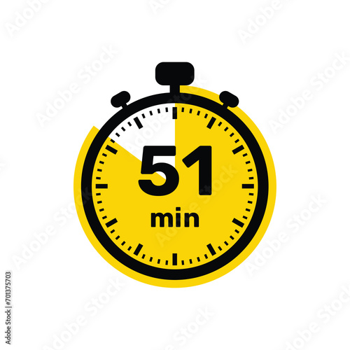 51 Minutes Analog Clock Icon white background design.