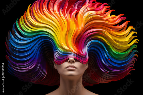 Colorful liquid or energy flowing from a person s head  depicting the concept of neurodiversity  autism spectrum disorder  ASD or ADHD