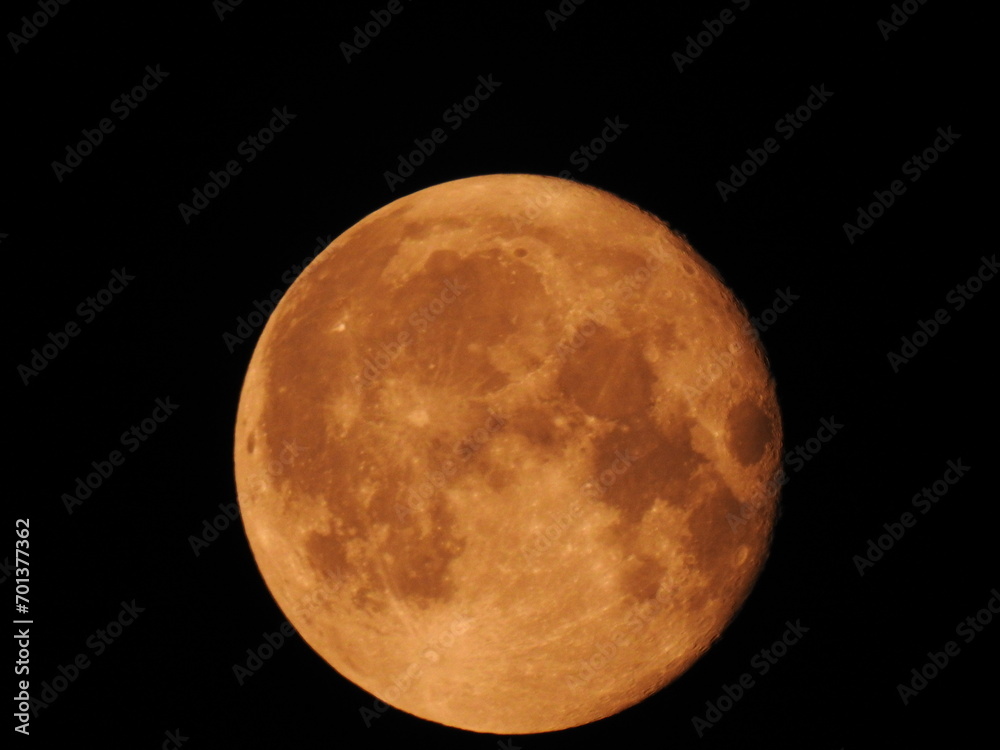 Naklejka premium Full moon of August 2023 in about 70x magnification