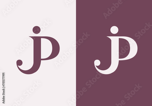 j and p logo letter JP logo. This logo icon incorporate with abstract shape in the creative way. photo